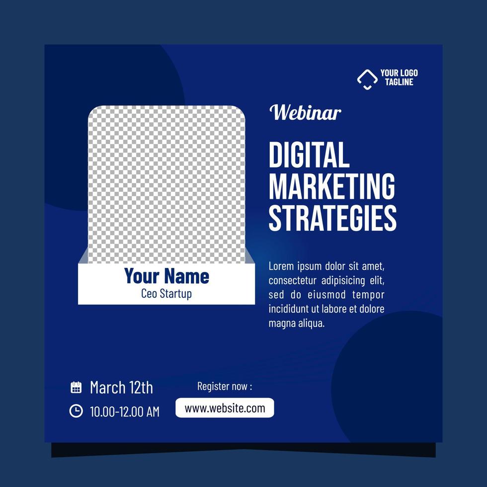 Online webinar digital marketing feed post template design vector