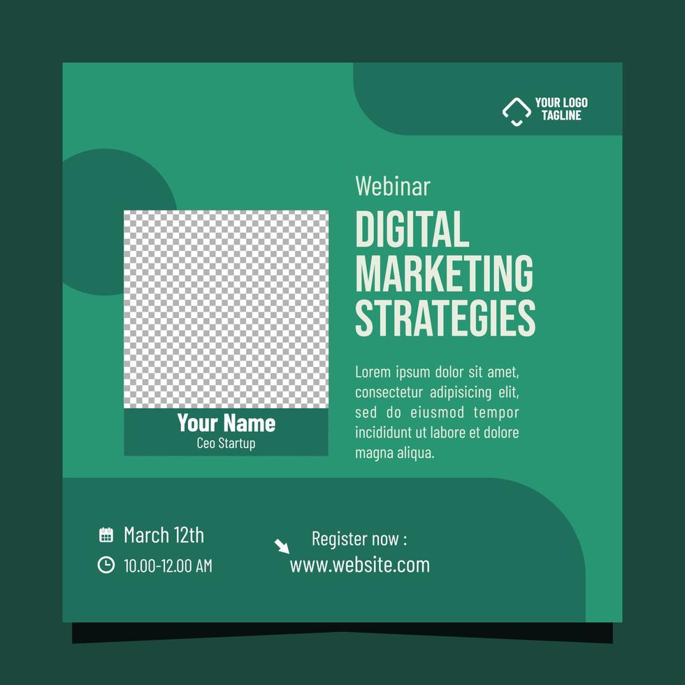 Online webinar digital marketing feed post template vector