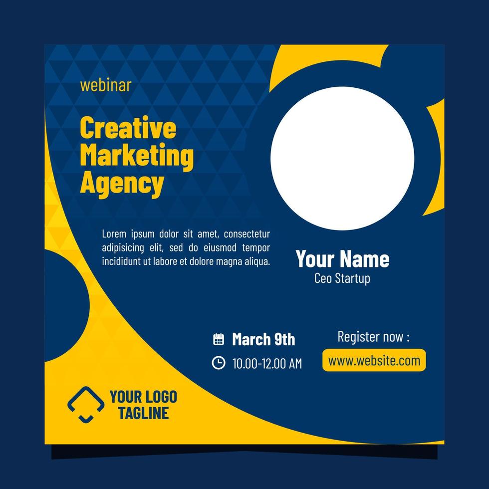 Webinar Creative marketing agency feed post template vector