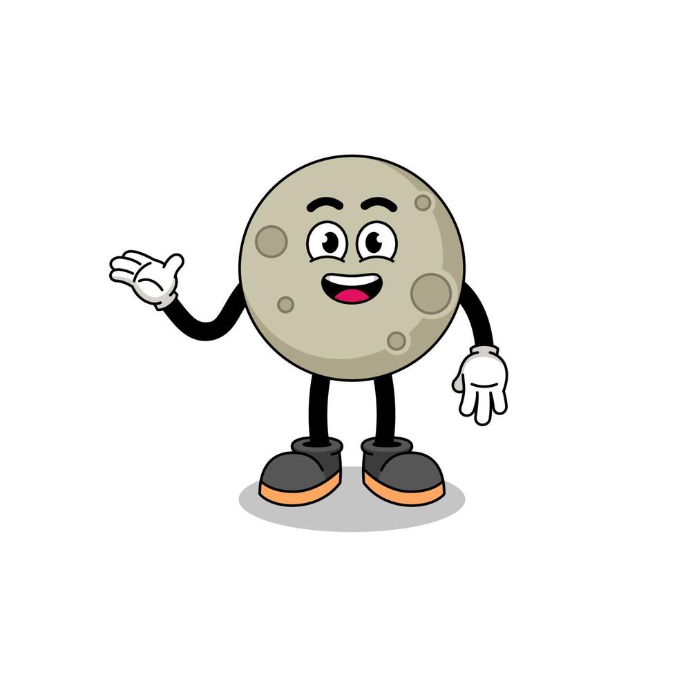 moon cartoon with welcome pose vector