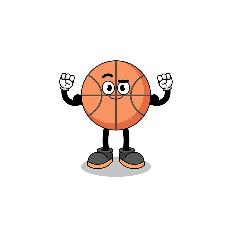 Mascot cartoon of basketball posing with muscle vector