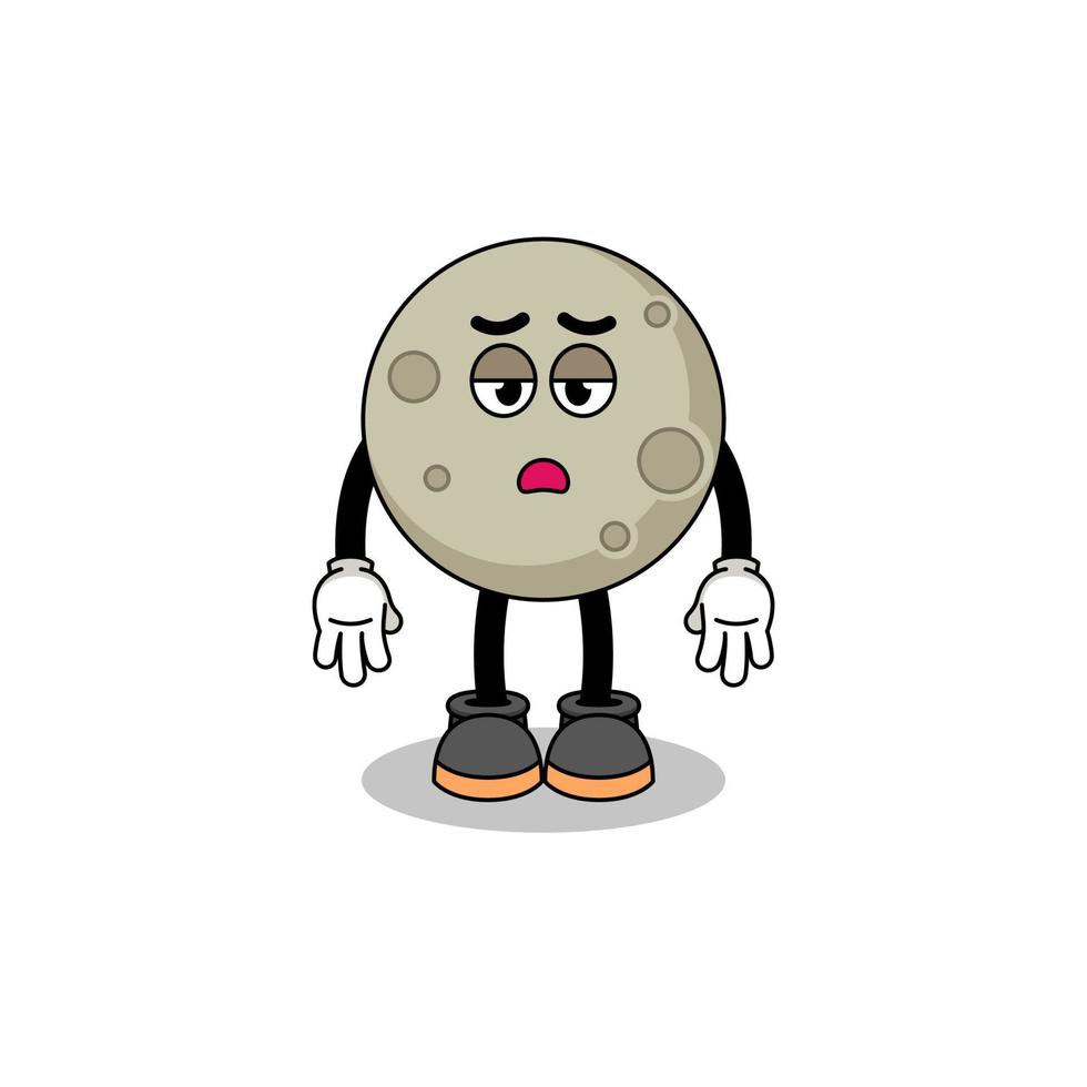 moon cartoon with fatigue gesture vector