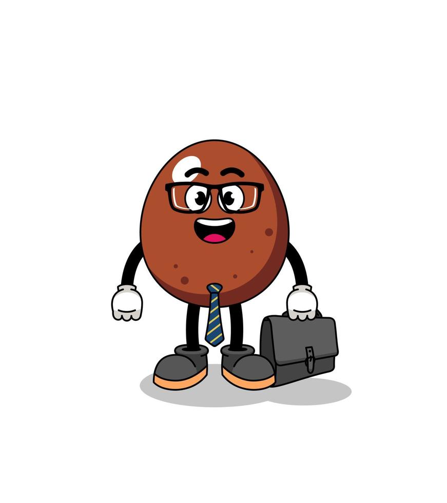 chocolate egg mascot as a businessman vector