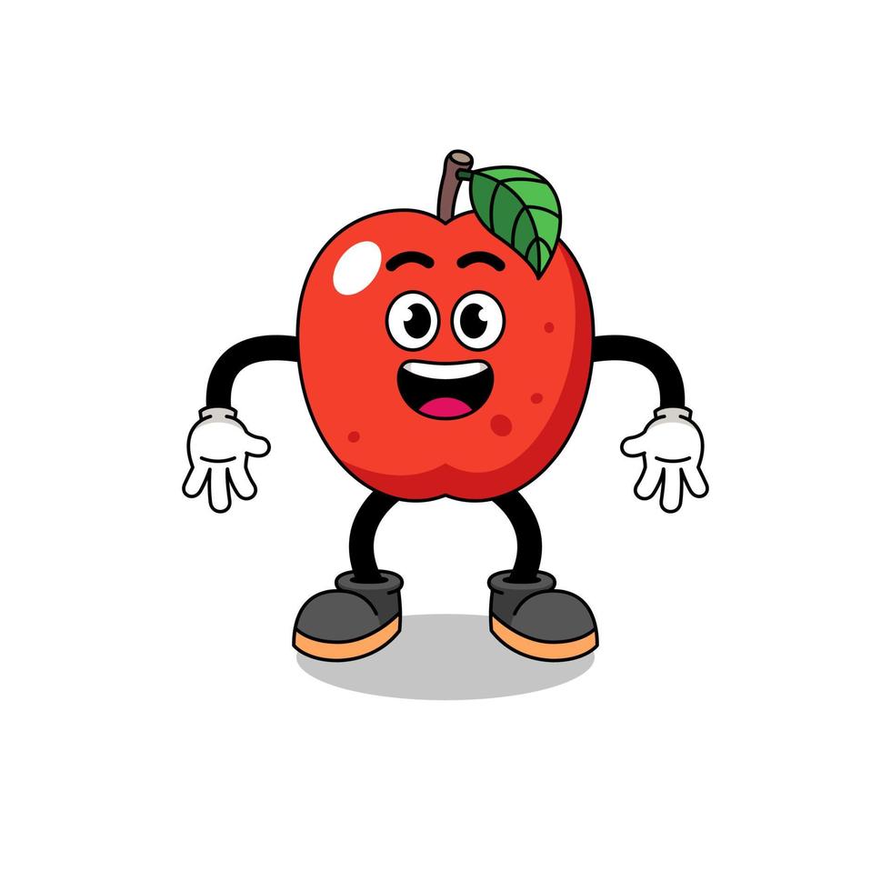 apple cartoon with surprised gesture vector