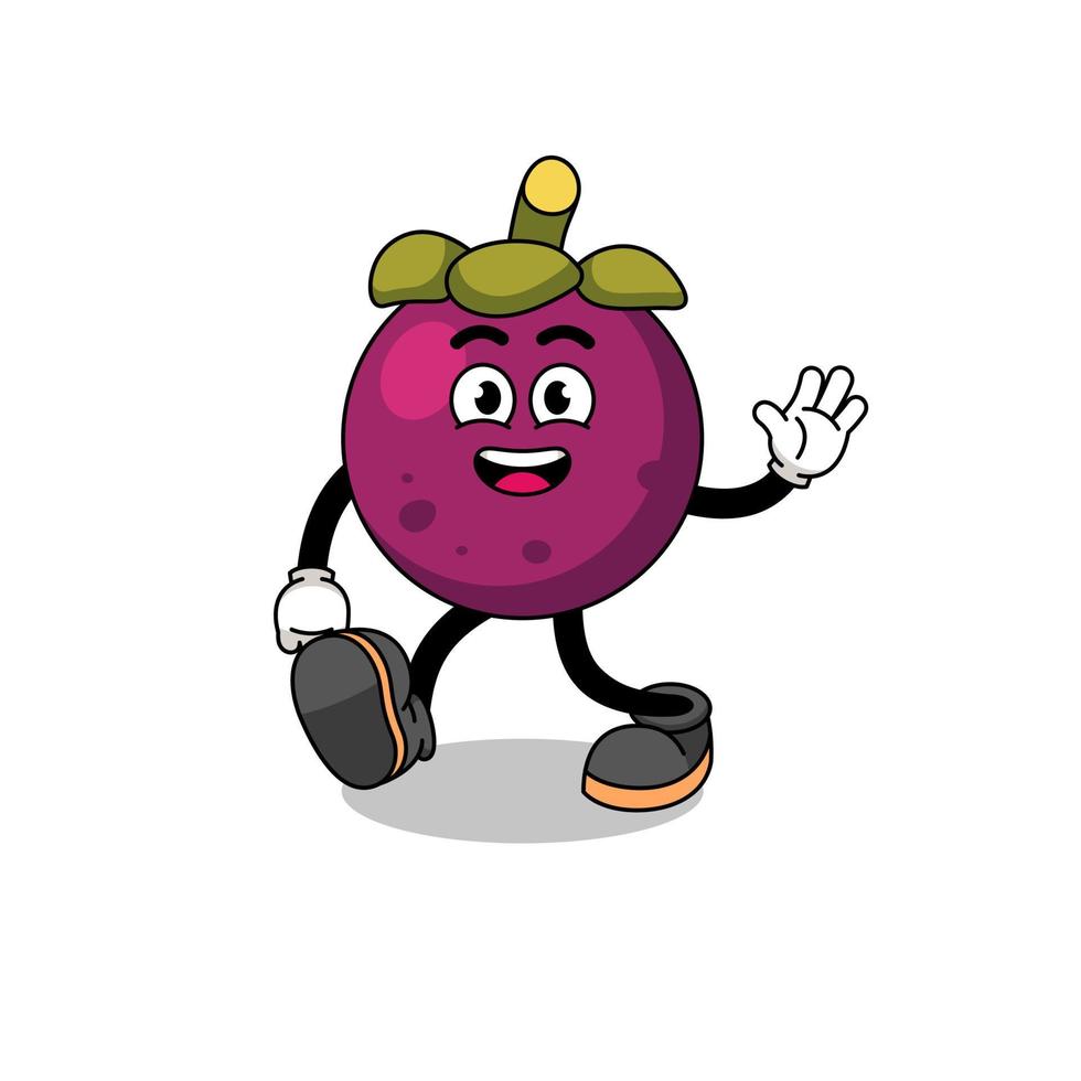 mangosteen cartoon walking vector