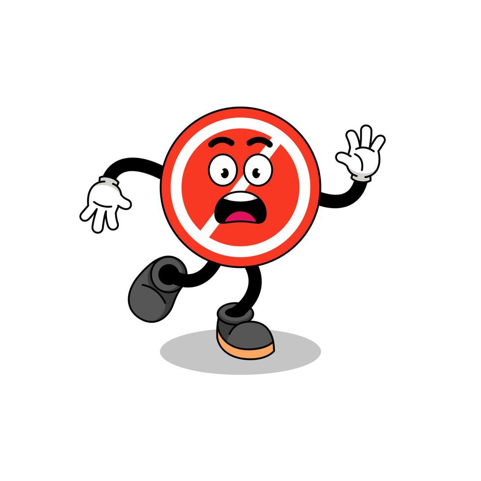 slipping stop sign mascot illustration vector