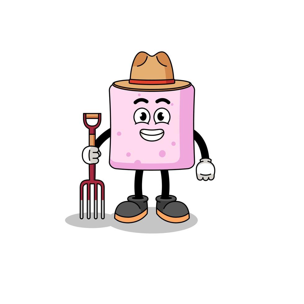 Cartoon mascot of marshmallow farmer vector