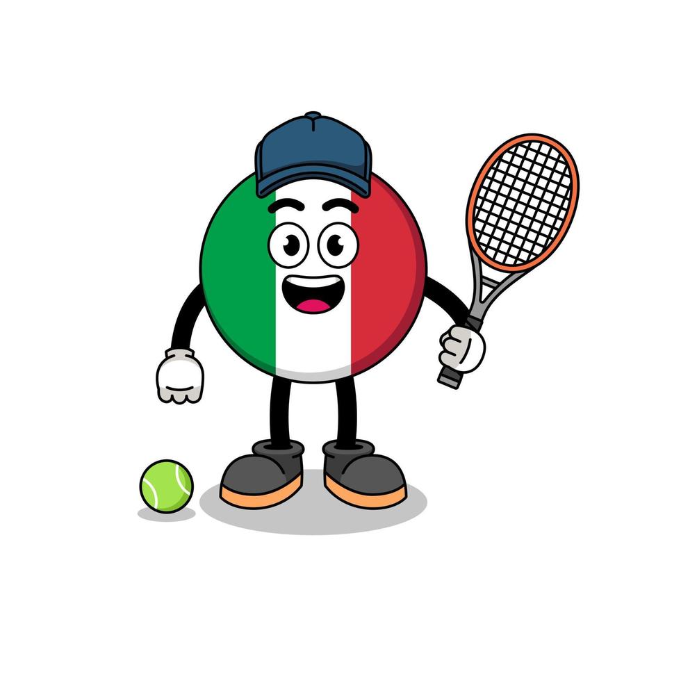 ilustración de la bandera de italia como jugador de tenis vector