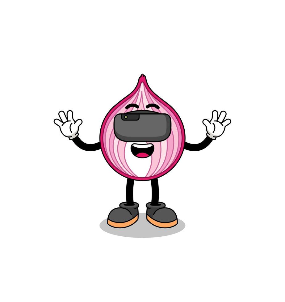 Illustration of sliced onion with a vr headset vector