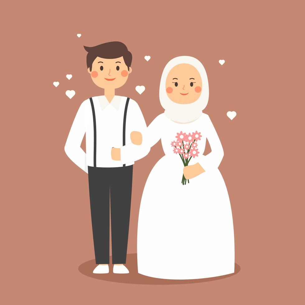 muslim bride and groom vector