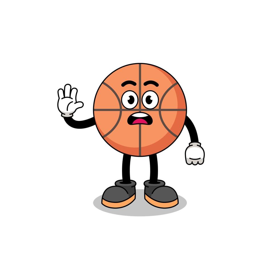 basketball cartoon illustration doing stop hand vector