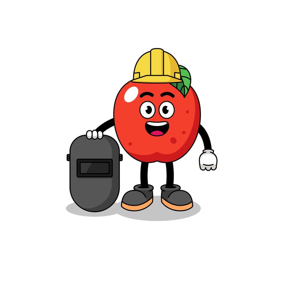 Mascot of apple as a welder vector