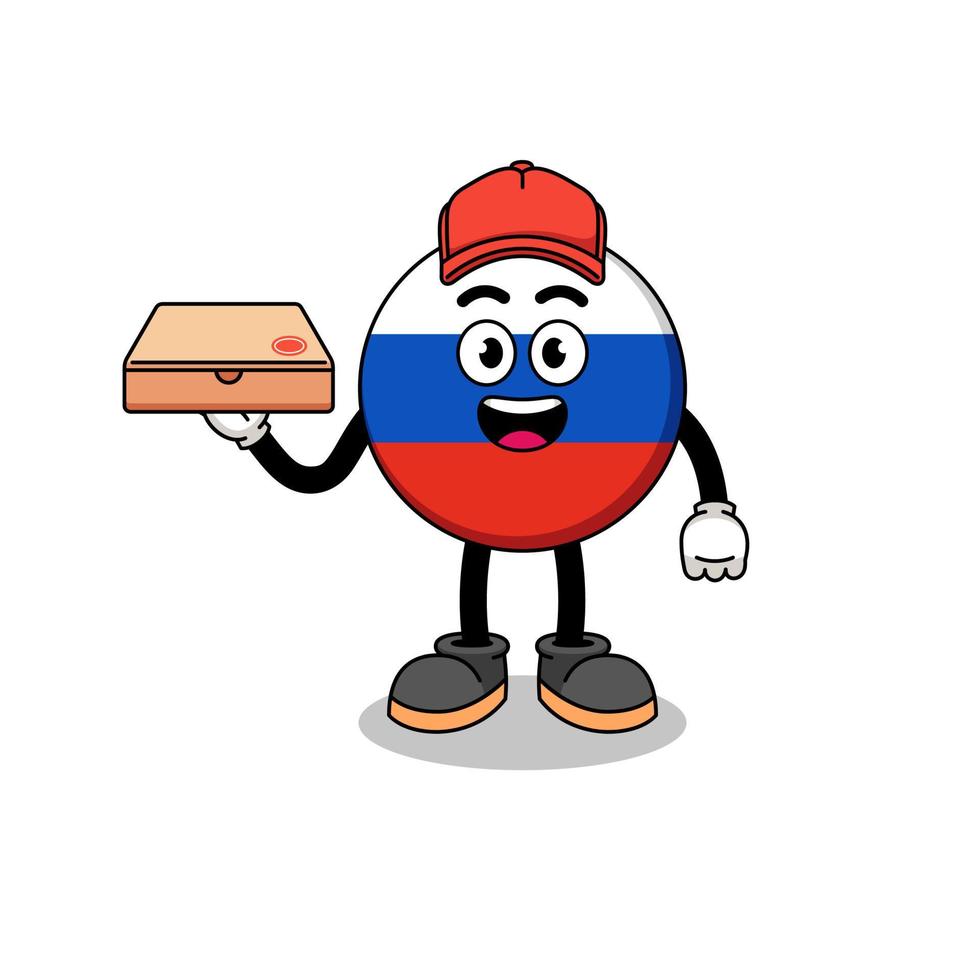 ilustración de la bandera de rusia como repartidor de pizza vector