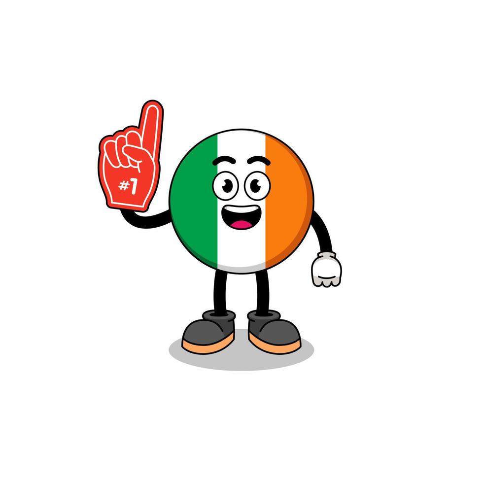 Cartoon mascot of ireland flag number 1 fans vector