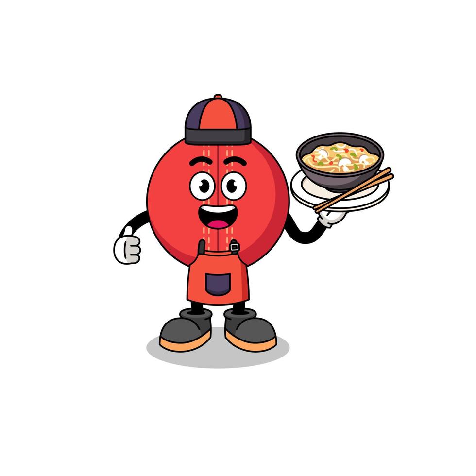 Illustration of cricket ball as an asian chef vector