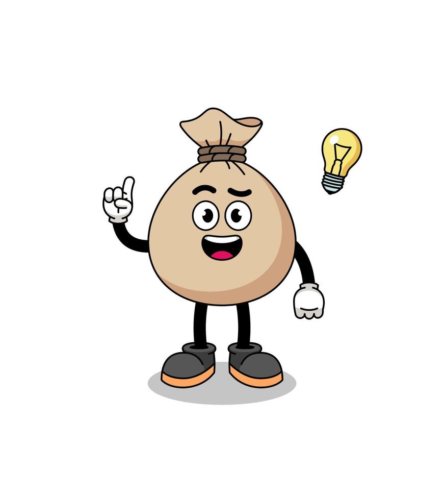 money sack cartoon with get an idea pose vector