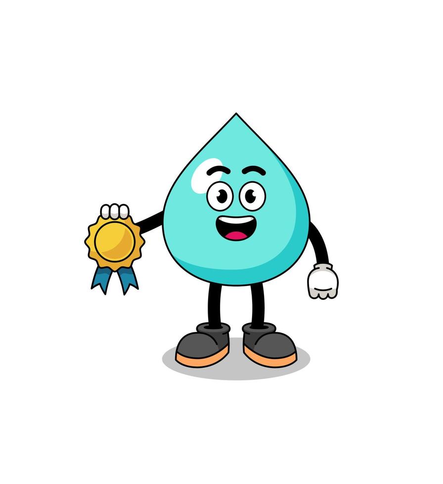 water cartoon illustration with satisfaction guaranteed medal vector