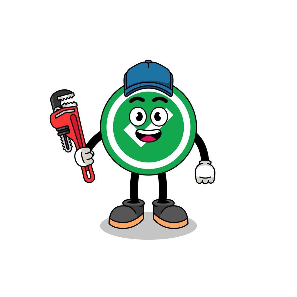 check mark illustration cartoon as a plumber vector
