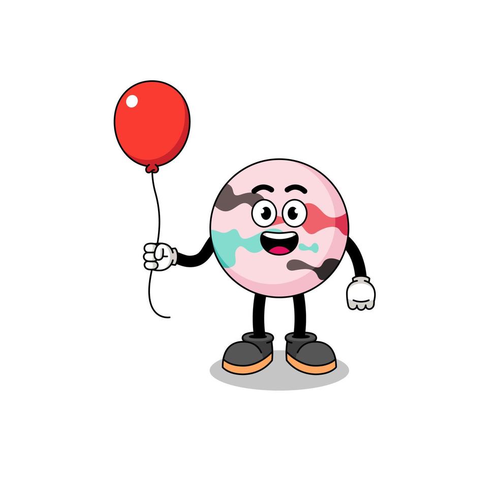 dibujos animados de bomba de baño sosteniendo un globo vector