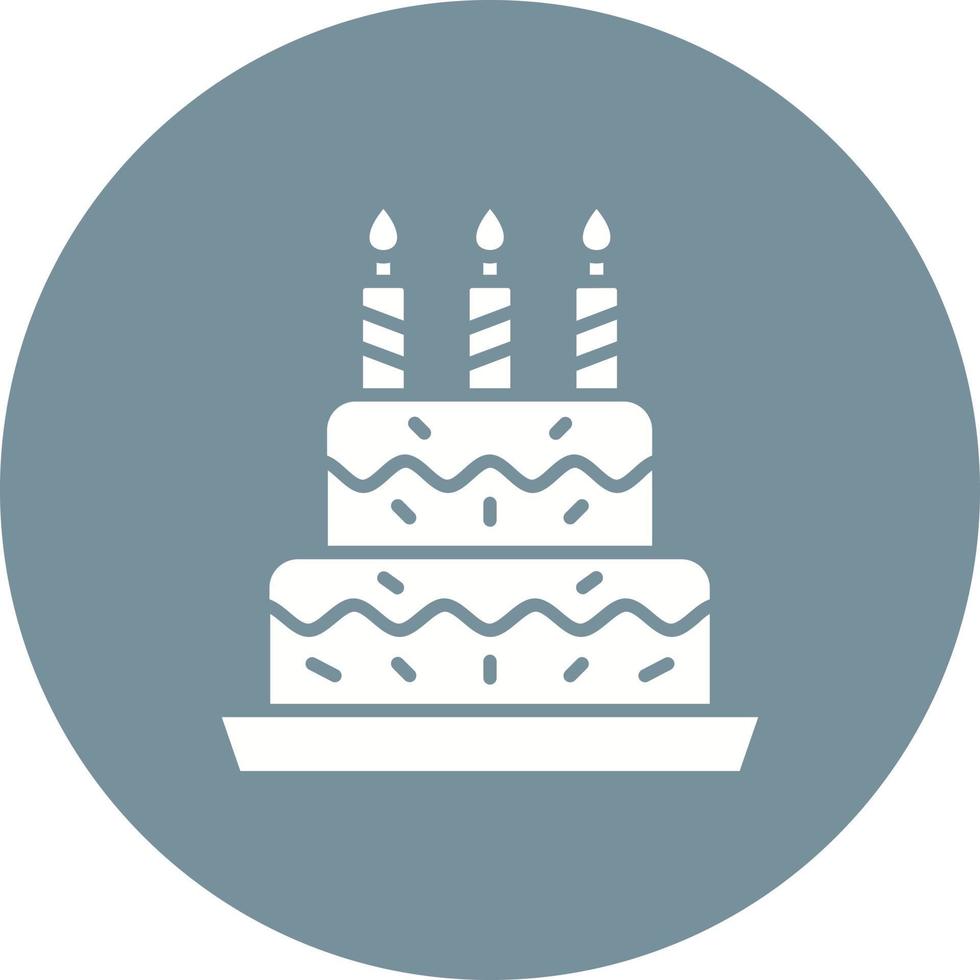 icono de fondo de círculo de glifo de pastel de cumpleaños vector