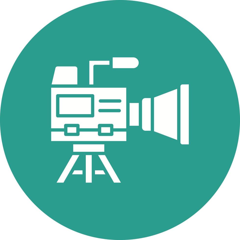 Video Camera Glyph Circle Background Icon vector