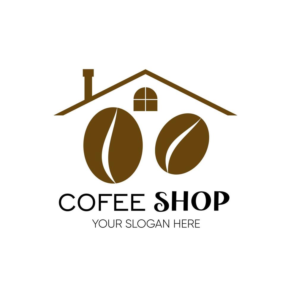 ilustración del icono de la cafetería con granos de café.elementos de diseño vectorial, carteles comerciales, etiquetas, logotipos, identidades y otros objetos de marca vector