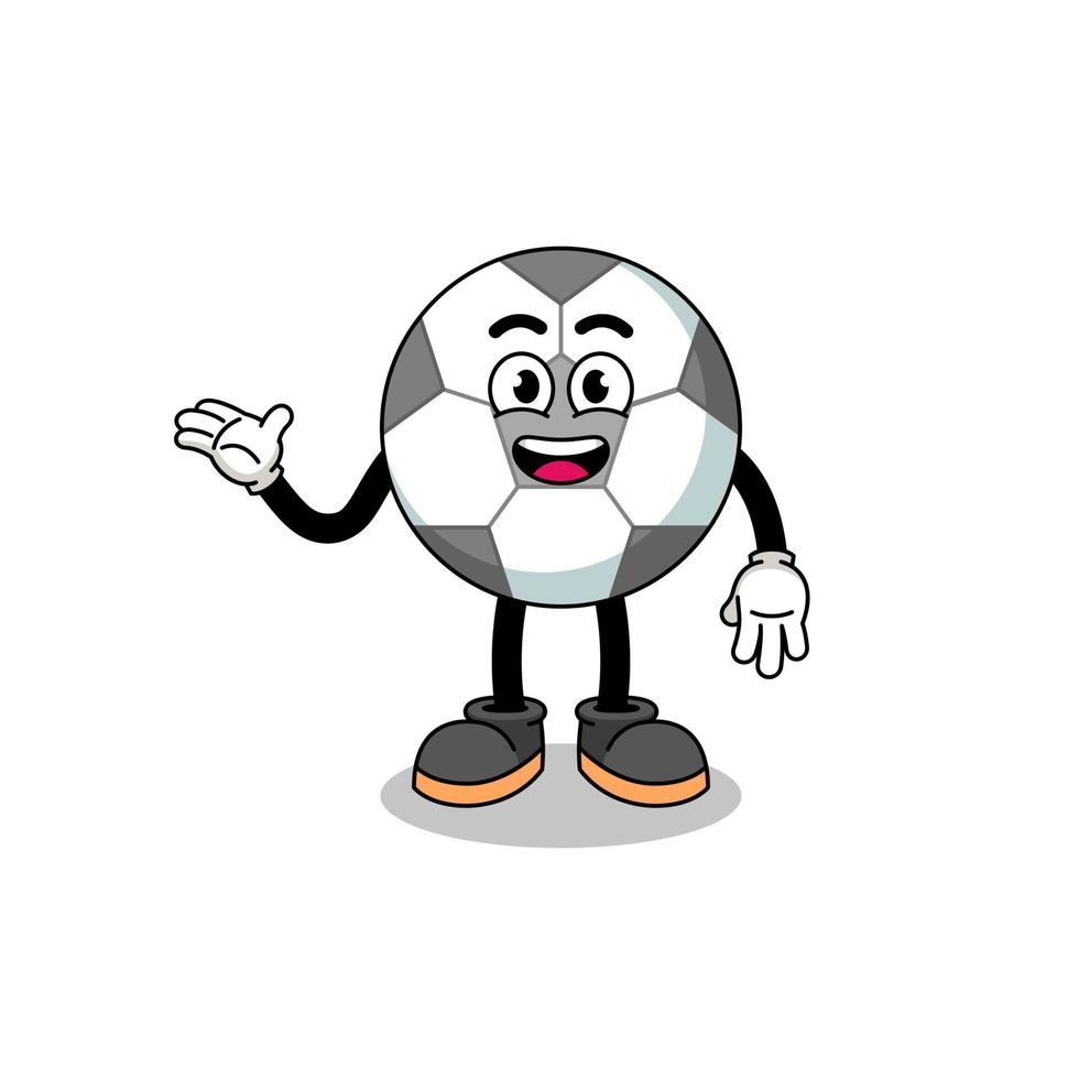 soccer ball cartoon with welcome pose vector