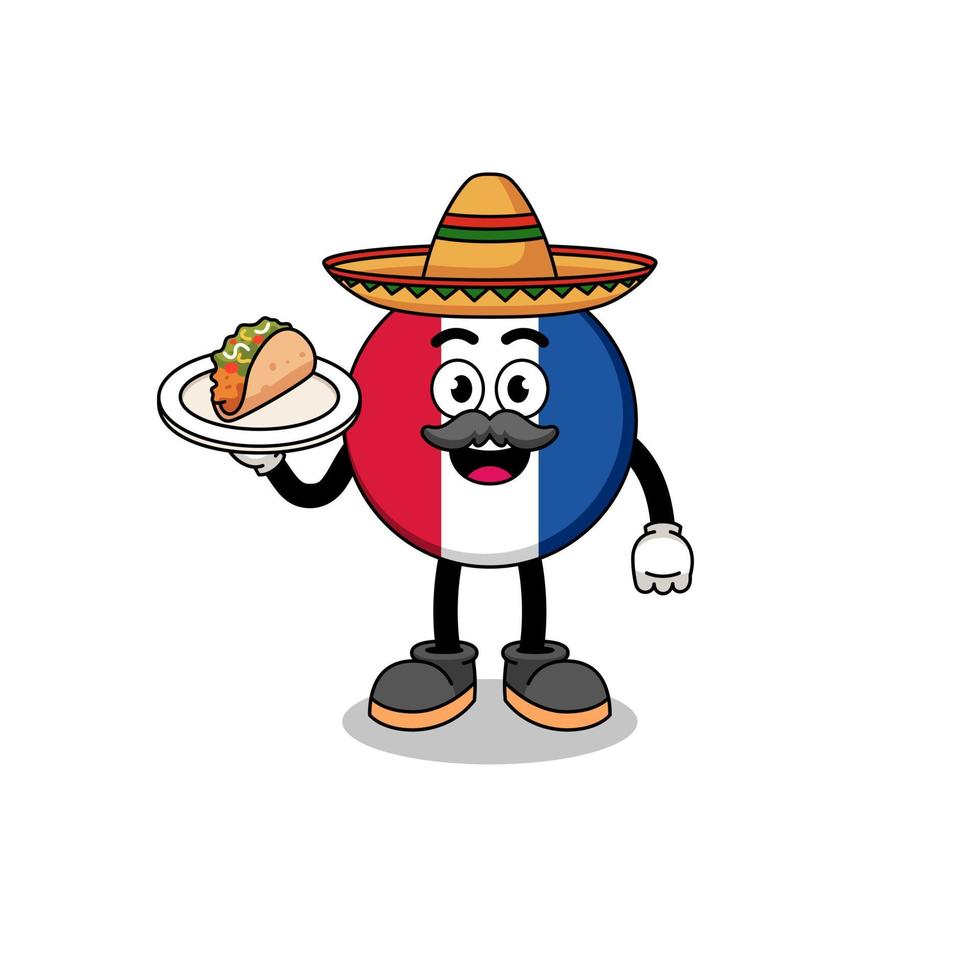 Character cartoon of france flag as a mexican chef vector