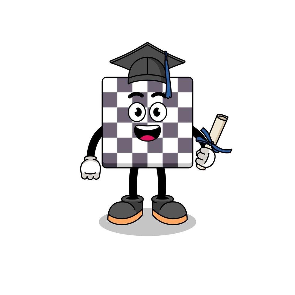 mascota de tablero de ajedrez con pose de graduación vector