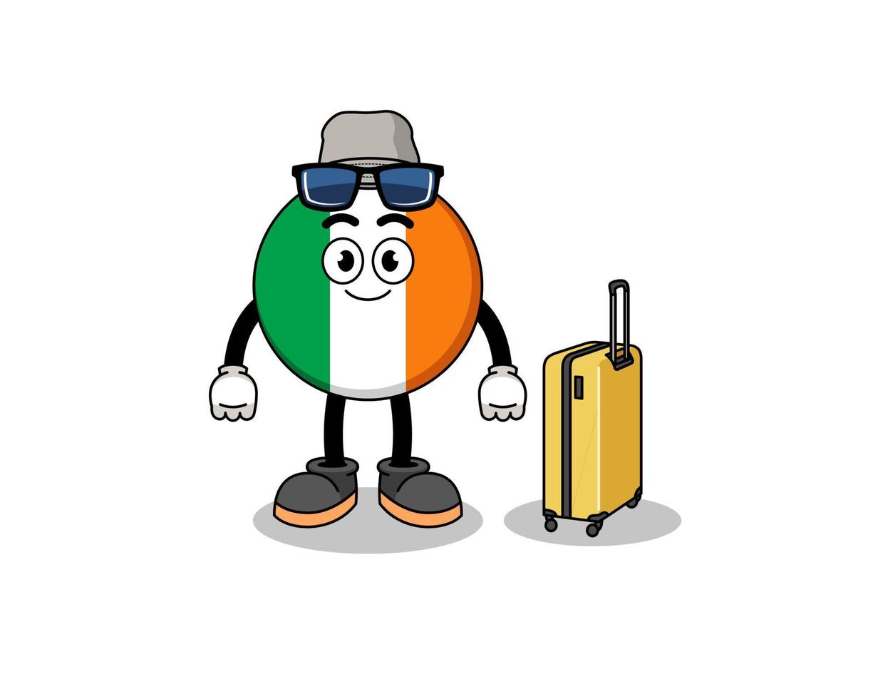 ireland flag mascot doing vacation vector