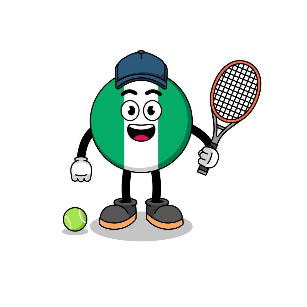 ilustración de la bandera de nigeria como jugador de tenis vector