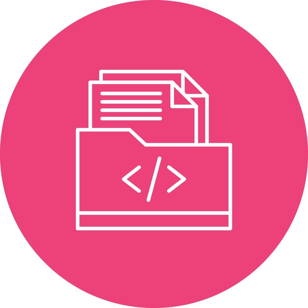 Coding Folder Line Circle Background Icon vector