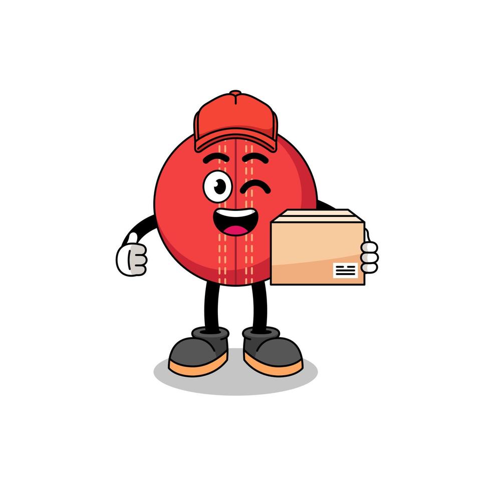 cricket ball mascot cartoon as an courier vector