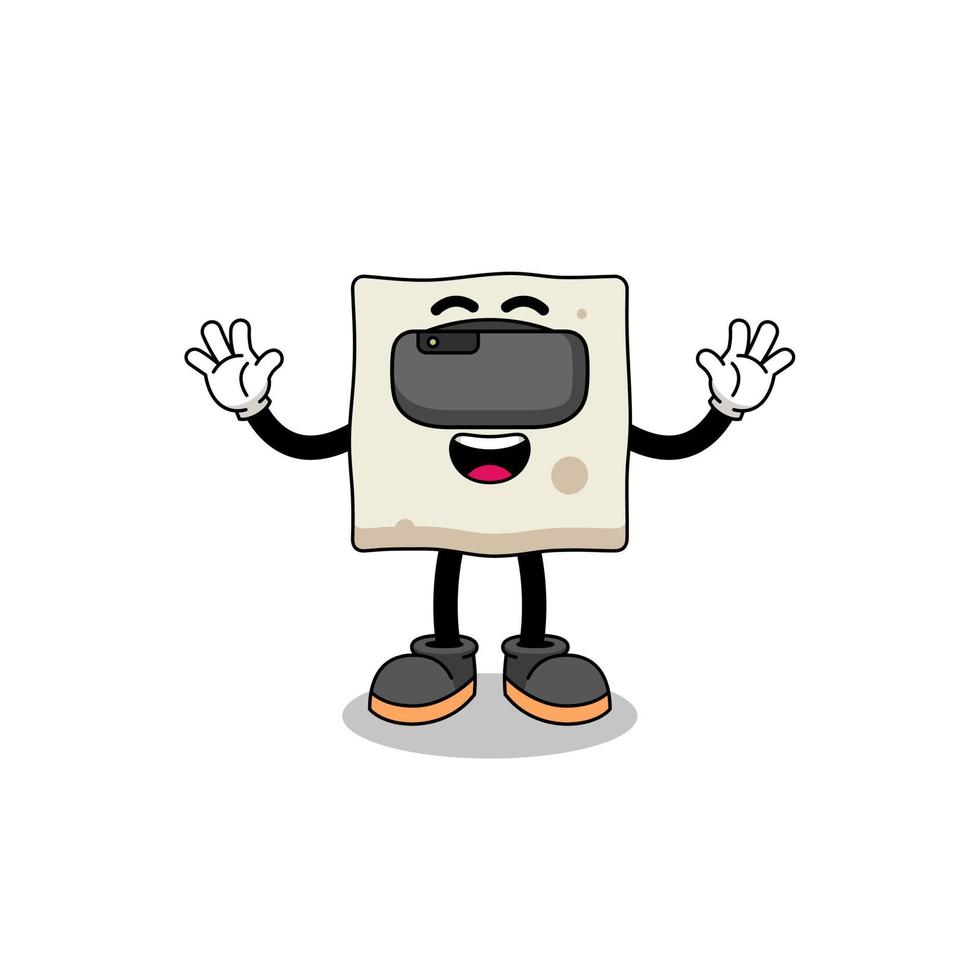 Illustration of tofu with a vr headset vector