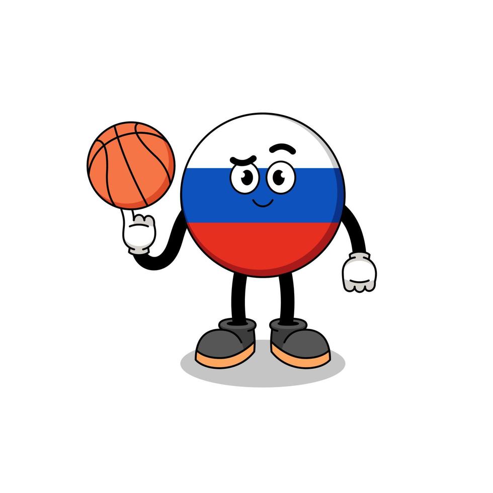 ilustración de la bandera de rusia como jugador de baloncesto vector