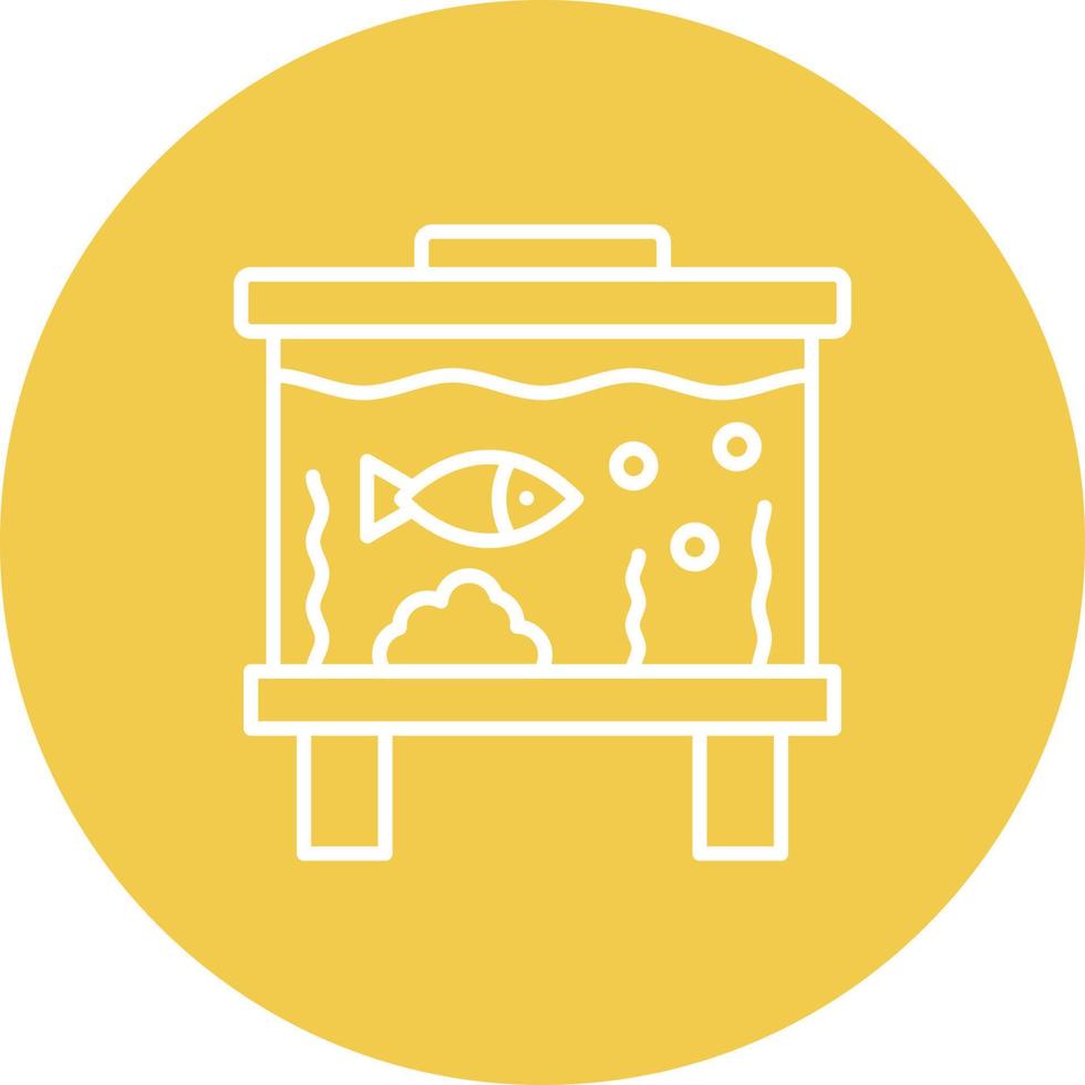 Fish Tank Line Circle Background Icon vector