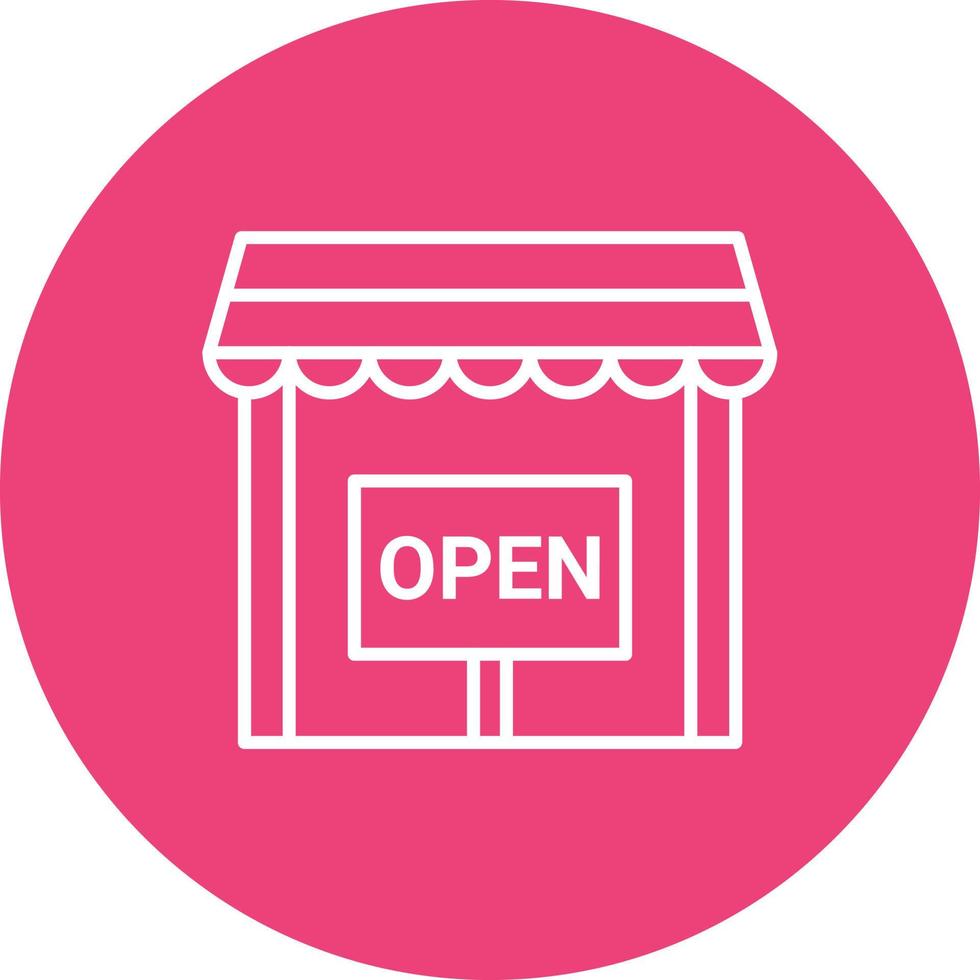 Shop Open Line Circle Background Icon vector