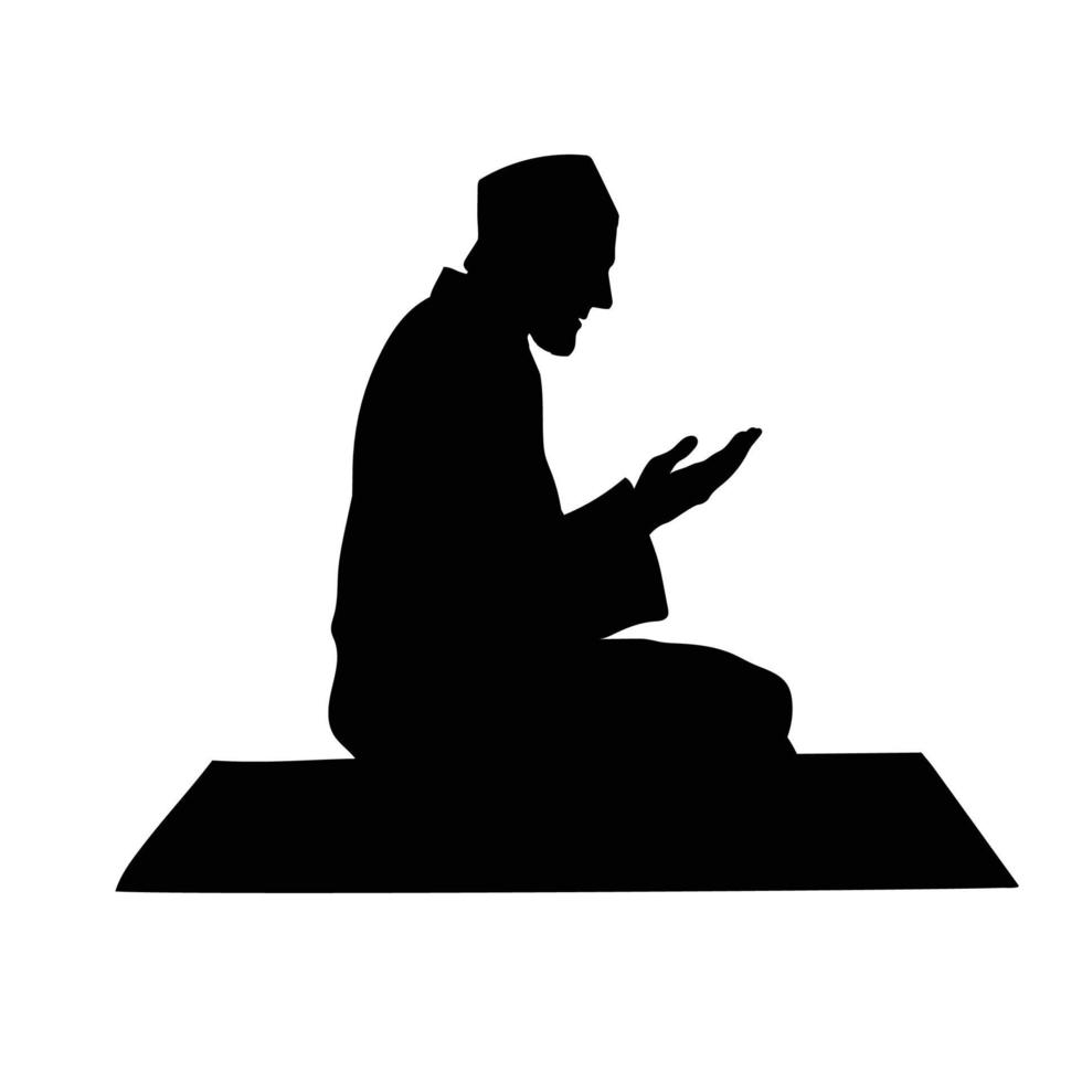 Silhouette of Muslim man praying vector