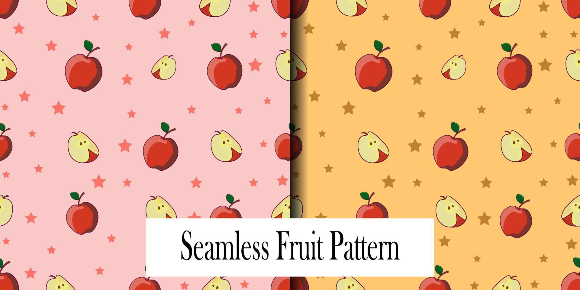 dos juegos de patrones de frutas de manzana sin fisuras para fondos, textiles, papel tapiz y más vector