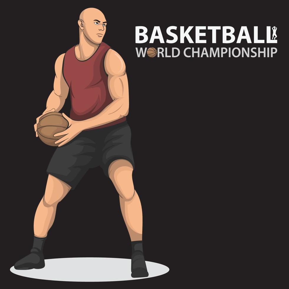 jugador de baloncesto preparándose para hacer un tiro. campeonato de baloncesto. vector