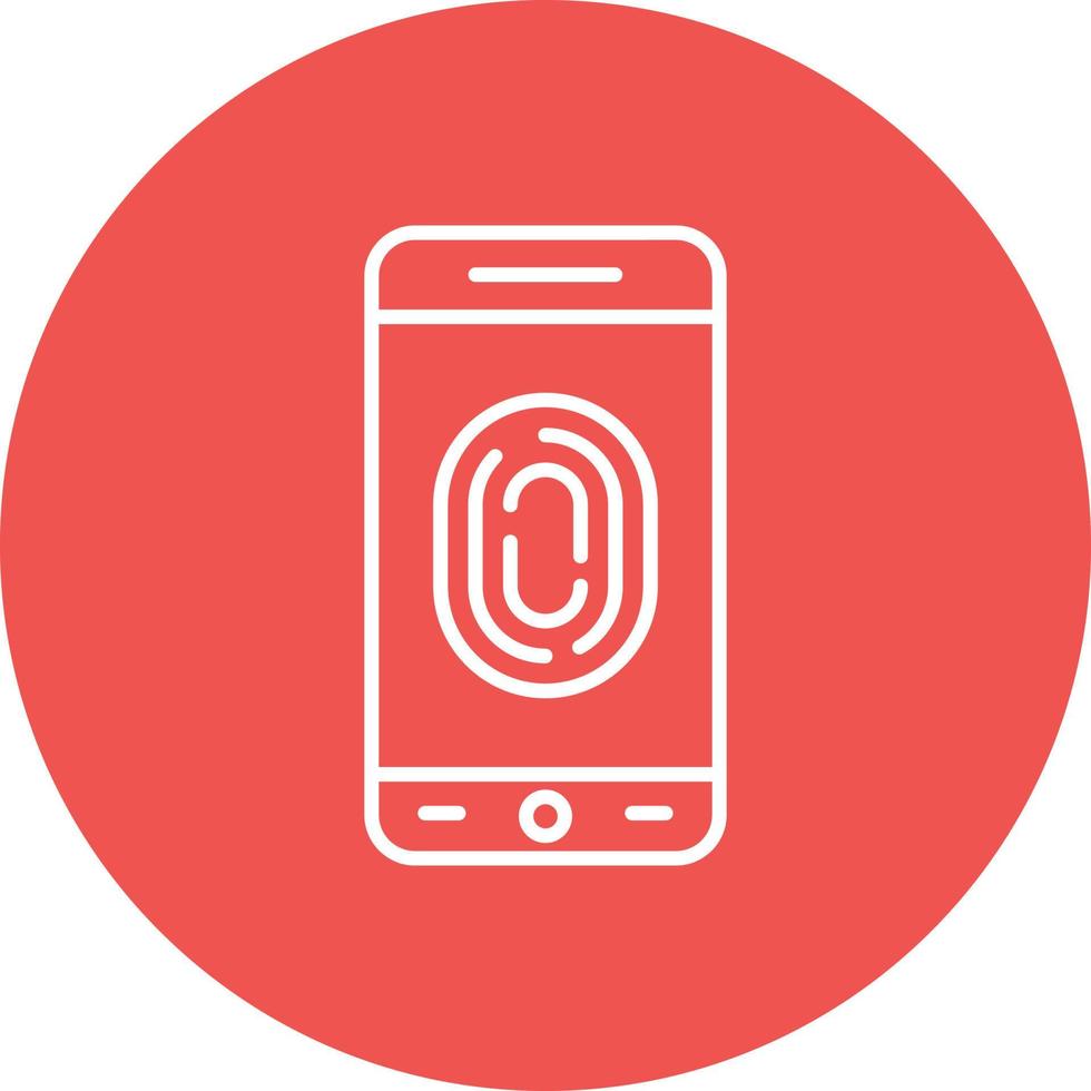 Mobile Fingerprint Lock Line Circle Background Icon vector