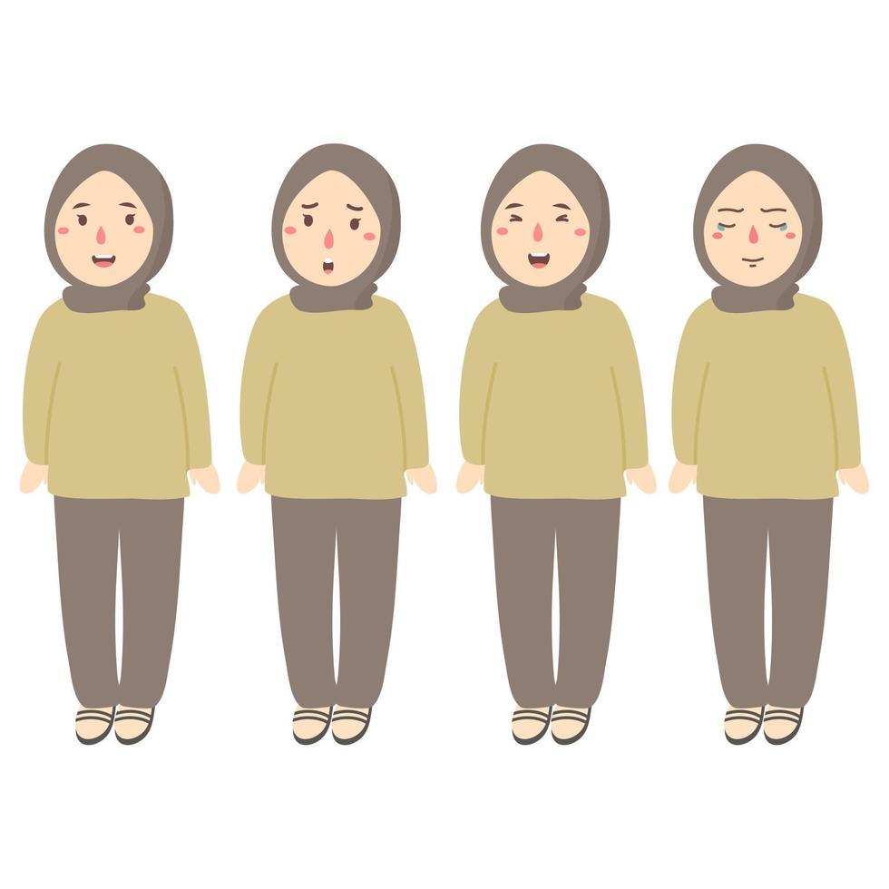 personaje de mujer con diferentes poses y emociones vector