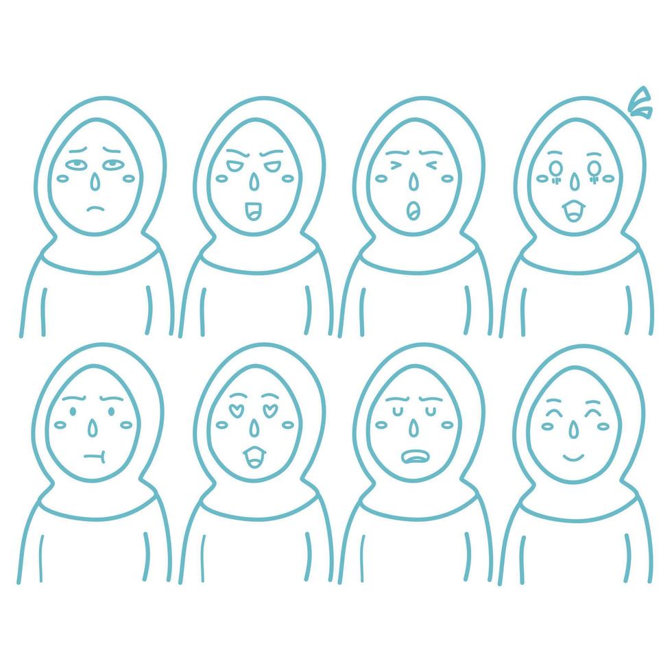 mujer con hiyab mostrando emociones vector