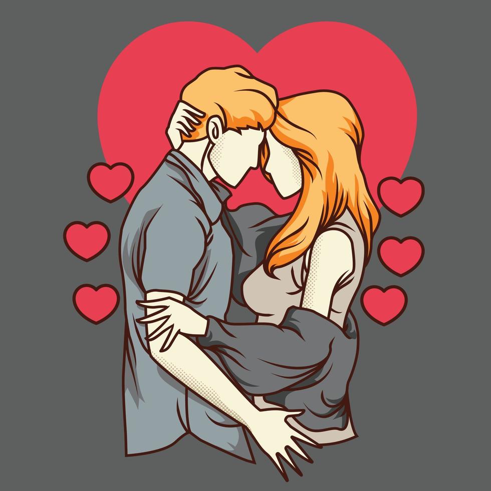 Couple in love embracing each other vector