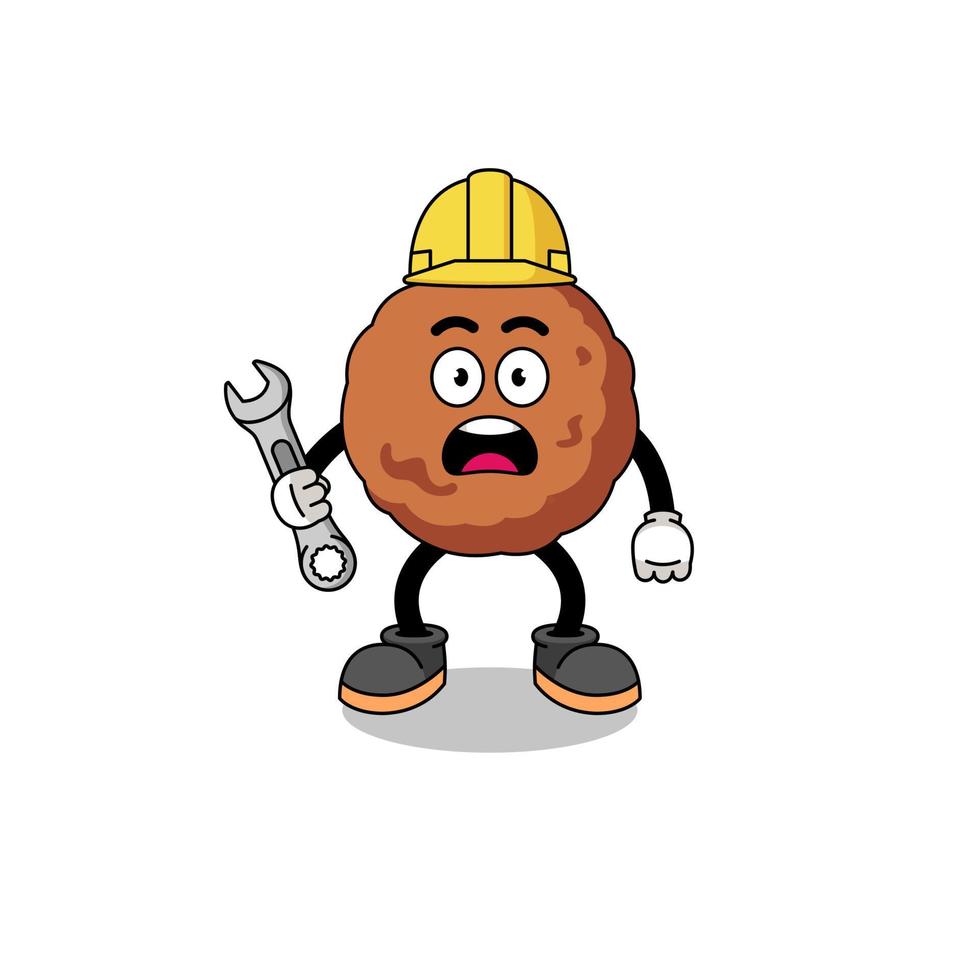 Character Illustration of meatball with 404 error vector