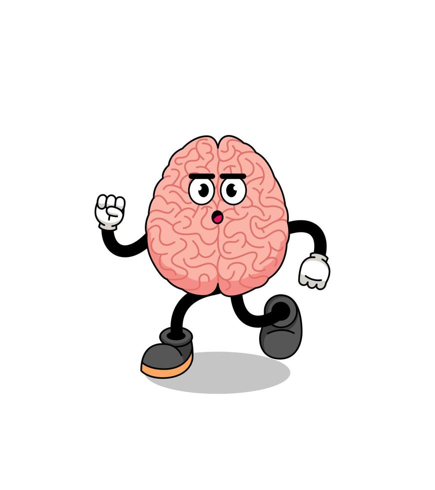 running brain mascot illustration vector