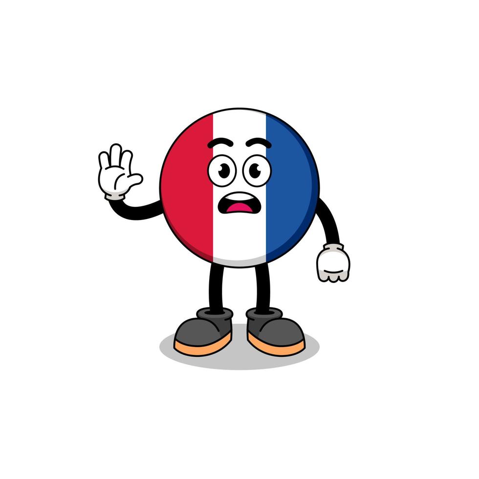france flag cartoon illustration doing stop hand vector