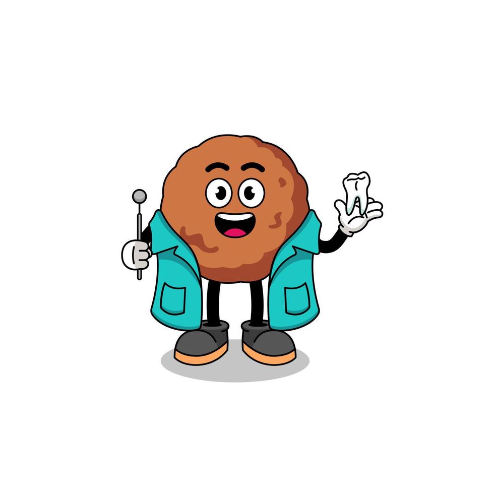 Illustration of meatball mascot as a dentist vector