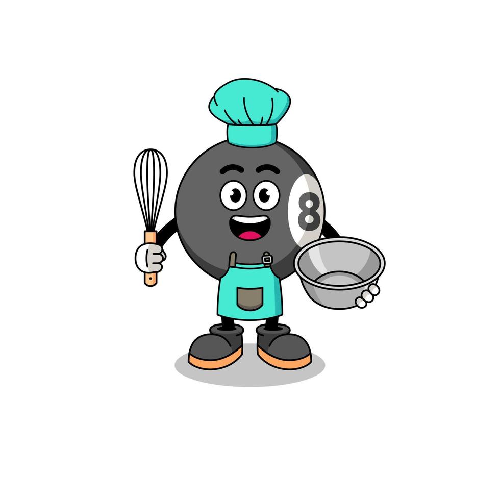 Illustration of billiard ball as a bakery chef vector