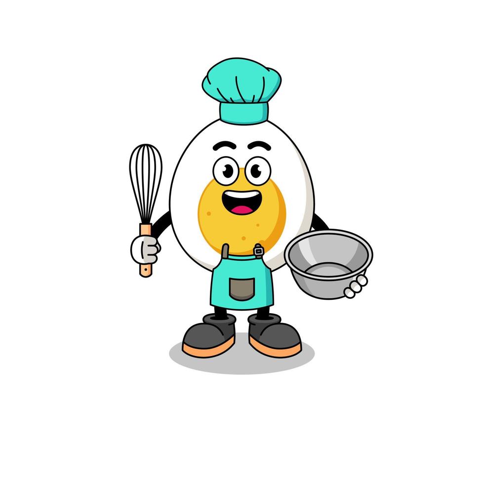 Illustration of boiled egg as a bakery chef vector